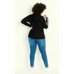 Evans Sparkle Stripe Colour Block Hoodie For Female -Cheap Evans Clothing Store unnamed file 2191