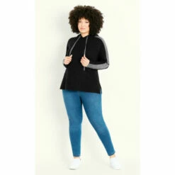 Evans Sparkle Stripe Colour Block Hoodie For Female -Cheap Evans Clothing Store unnamed file 2192