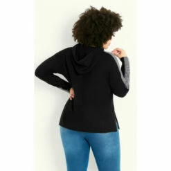 Evans Sparkle Stripe Colour Block Hoodie For Female -Cheap Evans Clothing Store unnamed file 2193