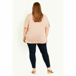 Evans Frill Sleeve V-Neck Top For Female -Cheap Evans Clothing Store unnamed file 2196