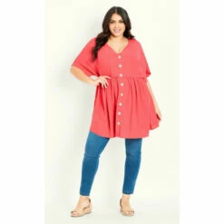 Evans Plain Button Tunic Top For Female
