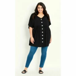 Evans Plain Button Tunic Top For Female -Cheap Evans Clothing Store unnamed file 2212
