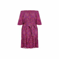 Evans Tile Print Bardot Dress For Female -Cheap Evans Clothing Store unnamed file 2224