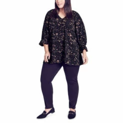 Evans Blouson Sleeve Print Tunic Top For Female