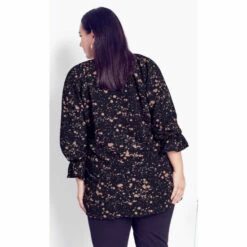 Evans Blouson Sleeve Print Tunic Top For Female -Cheap Evans Clothing Store unnamed file 2295