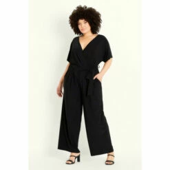 Evans Wrap Tie Belt Jumpsuit For Female
