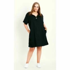 Evans Linen Blend Short Sleeve Dress For Female
