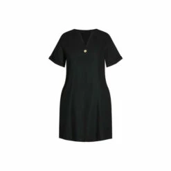 Evans Linen Blend Short Sleeve Dress For Female -Cheap Evans Clothing Store unnamed file 2312