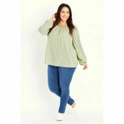 Evans Gingham Long Sleeve Top For Female
