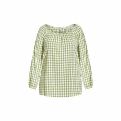 Evans Gingham Long Sleeve Top For Female -Cheap Evans Clothing Store unnamed file 2316