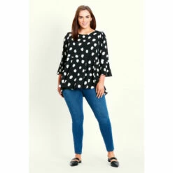 Evans Spot Frill Hem Top For Female