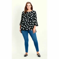 Evans Spot Frill Hem Top For Female -Cheap Evans Clothing Store unnamed file 2325