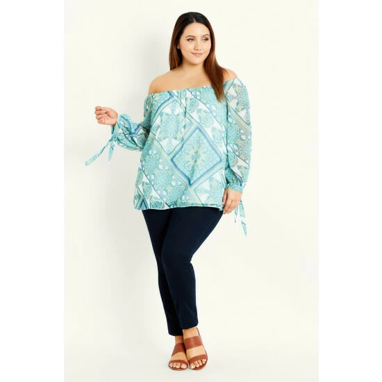 Evans Paisley Bardot Top For Female 6 Evans Paisley Bardot Top For Female - Image 4