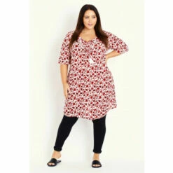 Evans Crochet Detail Floral Tunic Top For Female -Cheap Evans Clothing Store unnamed file 2357