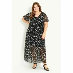 Evans Print Maxi Dress For Female -Cheap Evans Clothing Store unnamed file 2365
