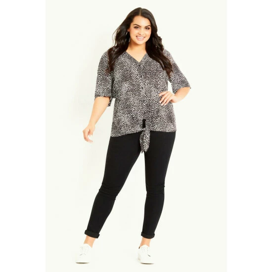 Evans Tie Front Print Top For Female 3 Evans Tie Front Print Top For Female