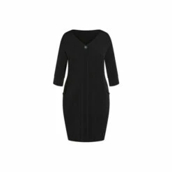 Evans Button Sleeve Dress For Female -Cheap Evans Clothing Store unnamed file 2400