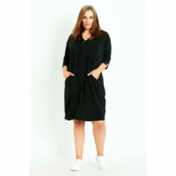 Evans Button Sleeve Dress For Female -Cheap Evans Clothing Store unnamed file 2401