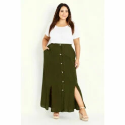 Evans Button Through Maxi Skirt For Female -Cheap Evans Clothing Store unnamed file 2422