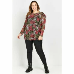 Evans Floral Mesh Detail Top For Female