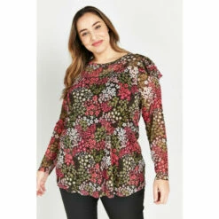 Evans Floral Mesh Detail Top For Female -Cheap Evans Clothing Store unnamed file 2441