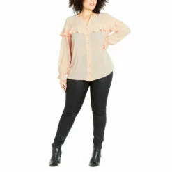 Evans Frill Front Shirt For Female -Cheap Evans Clothing Store unnamed file 2453
