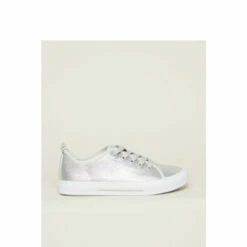 Evans Extra Wide Fit Metallic Lace Up Trainers For Female