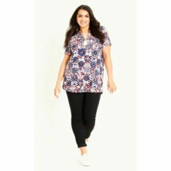 Evans Notch Neck Print Top For Female