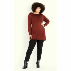 Evans Button Tunic Top Jumper For Female -Cheap Evans Clothing Store unnamed file 2544