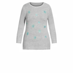 Evans Snowflake Jumper For Female -Cheap Evans Clothing Store unnamed file 257