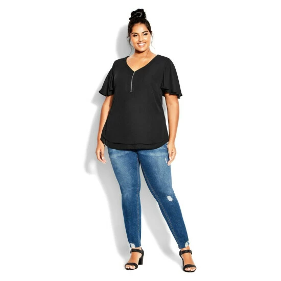 Evans Evelyn Plain Flutter Top For Female 3 Evans Evelyn Plain Flutter Top For Female