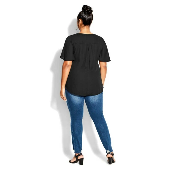 Evans Evelyn Plain Flutter Top For Female 4 Evans Evelyn Plain Flutter Top For Female - Image 2