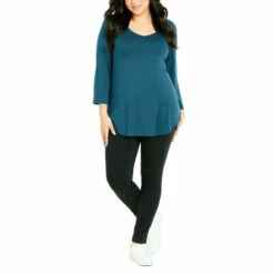 Evans 3/4 Sleeve V Neck Top For Female -Cheap Evans Clothing Store unnamed file 2588