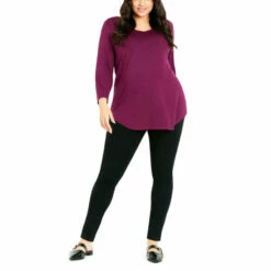 Evans 3/4 Sleeve V Neck Top For Female -Cheap Evans Clothing Store unnamed file 2597