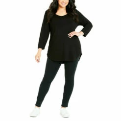 Evans 3/4 Sleeve V Neck Top For Female -Cheap Evans Clothing Store unnamed file 2601