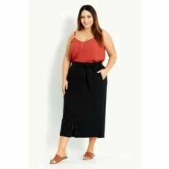 Evans Linen Blend Skirt For Female