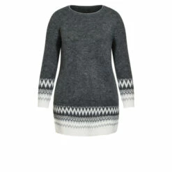 Evans Fairisle Tunic Top For Female -Cheap Evans Clothing Store unnamed file 2705