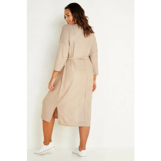 Evans Ribbed Lurex Midi Dress For Female 4 Evans Ribbed Lurex Midi Dress For Female - Image 2