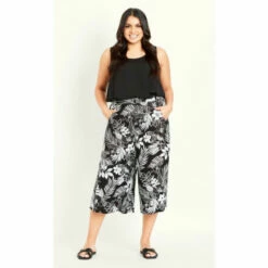 Evans Tropical Crop Trousers For Female -Cheap Evans Clothing Store unnamed file 2746