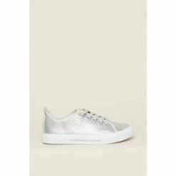 Evans Wide Fit Metallic Lace Up Trainers For Female