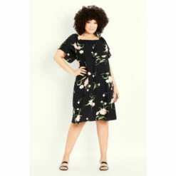 Evans Floral Midi Dress For Female -Cheap Evans Clothing Store unnamed file 2812