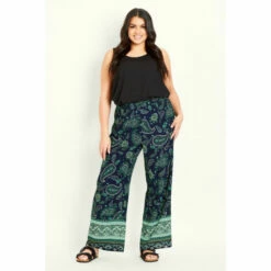 Evans Paisley Border Print Trousers For Female