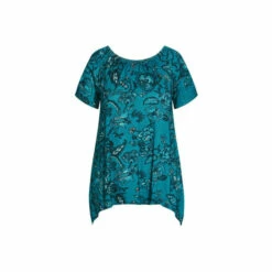 Evans Floral Print Hanky Hem Top For Female -Cheap Evans Clothing Store unnamed file 2917