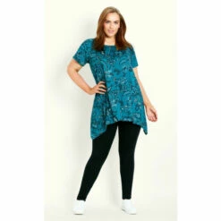 Evans Floral Print Hanky Hem Top For Female -Cheap Evans Clothing Store unnamed file 2918