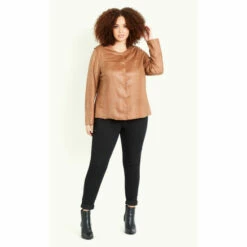 Evans Faux Leather Texture Jacket For Female -Cheap Evans Clothing Store unnamed file 3028