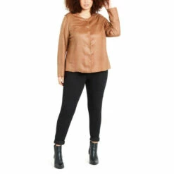 Evans Faux Leather Texture Jacket For Female -Cheap Evans Clothing Store unnamed file 3029