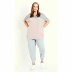 Evans Colour Block Short Sleeve Top For Female -Cheap Evans Clothing Store unnamed file 3033