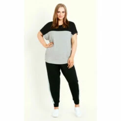 Evans Colour Block Short Sleeve Top For Female -Cheap Evans Clothing Store unnamed file 3034