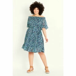 Evans Floral Bardot Dress For Female -Cheap Evans Clothing Store unnamed file 36