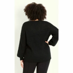 Evans Waffle Knit V Neck Jumper For Female -Cheap Evans Clothing Store unnamed file 373